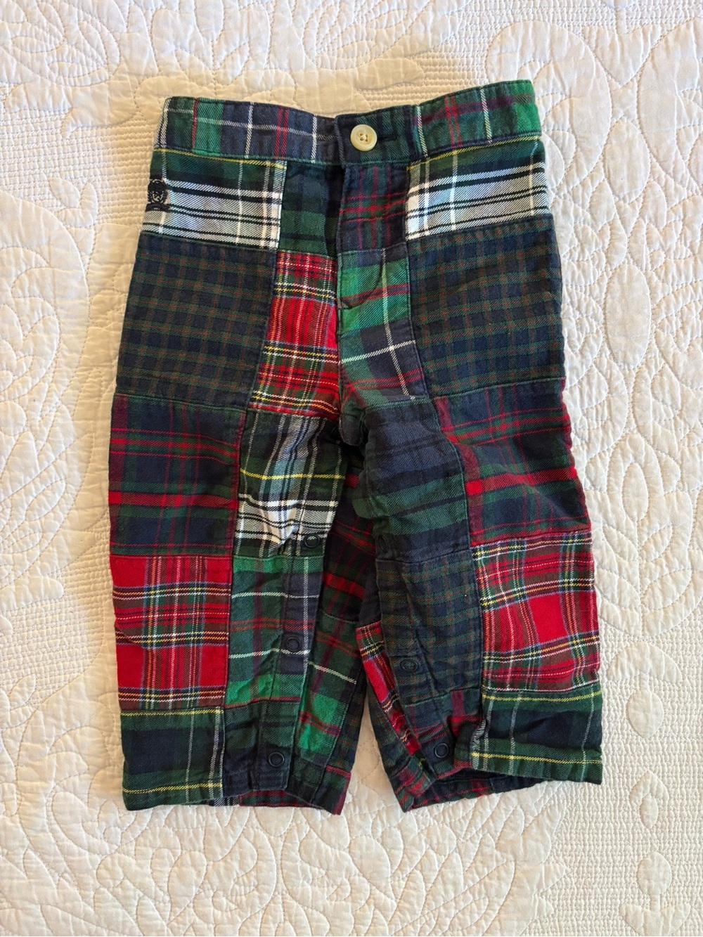Vintage Tommy Hilfiger RARE Kids Patchwork Plaid Bottoms - Red & Green